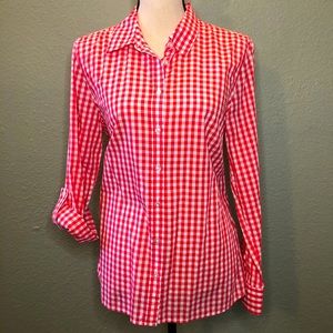 🎉CLOSET CLEAROUT! Talbots 100% Cotton Red/White Checkered Top